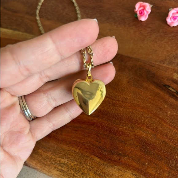 1940 VTG  Sweetheart Heart Locket Pendant Celluloid Flower Forget-Me-Not  Rose - Picture 6 of 8